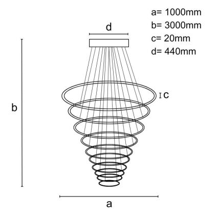 LED Dimmable chandelier on a string LED/370W/230V 3000-6500K + remote control