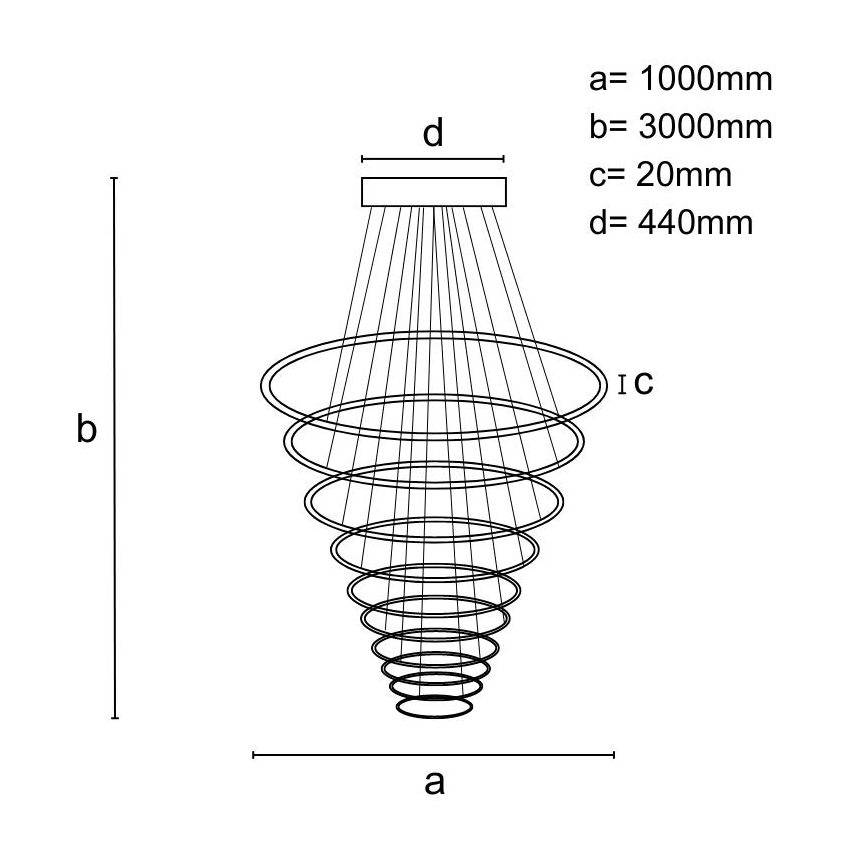 LED Dimmable chandelier on a string LED/370W/230V 3000-6500K + remote control