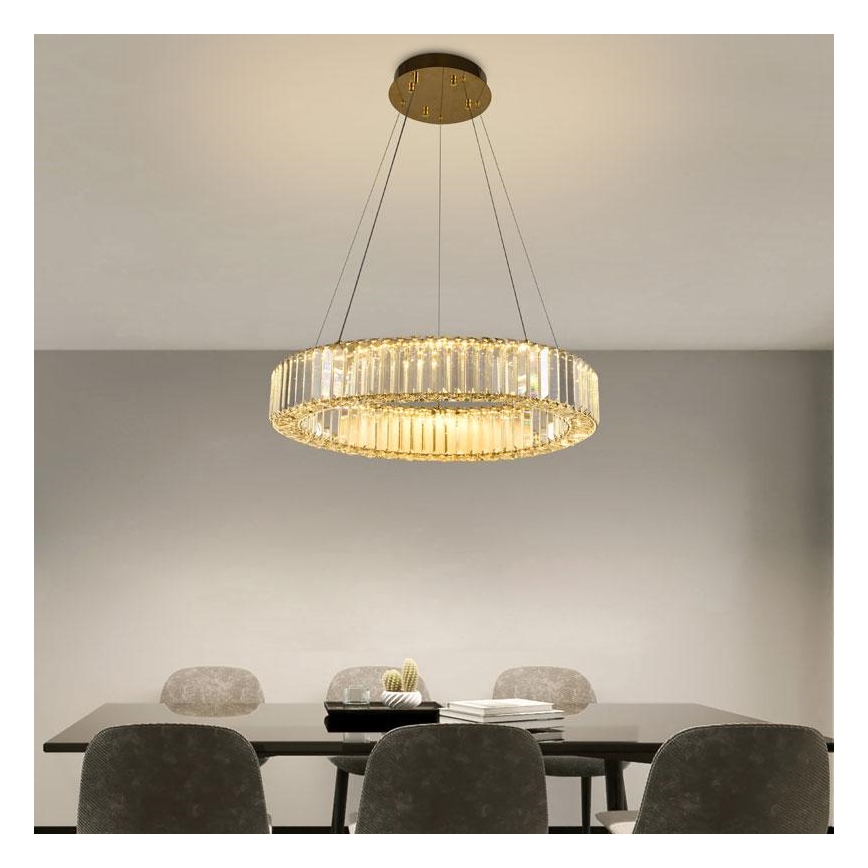 LED Dimmable crystal chandelier on a string LED/40W/230V 3000-6500K chrome/gold + remote control