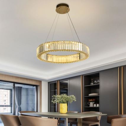 LED Dimmable crystal chandelier on a string LED/40W/230V 3000-6500K chrome/gold + remote control