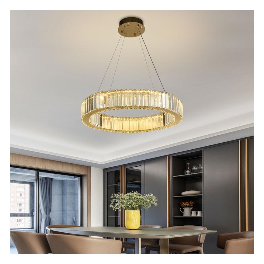 LED Dimmable crystal chandelier on a string LED/40W/230V 3000-6500K chrome/gold + remote control