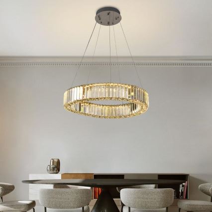 LED Dimmable crystal chandelier on a string LED/40W/230V 3000-6500K shiny chrome + remote control