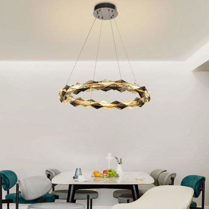 LED Dimmable crystal chandelier on a string LED/40W/230V 3000-6500K shiny chrome + remote control