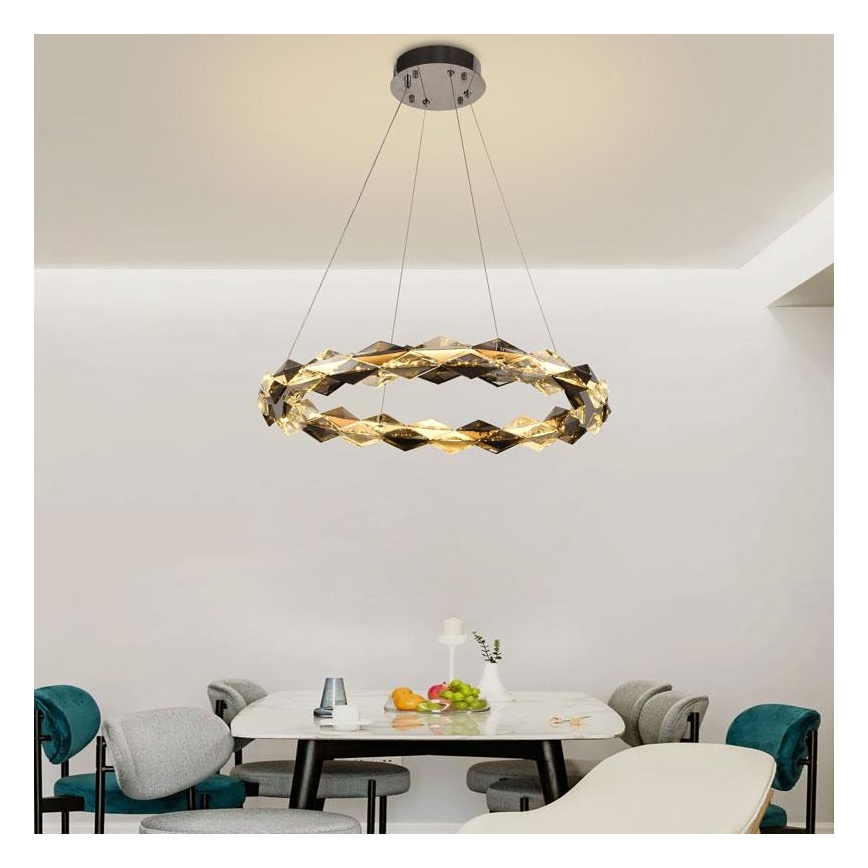 LED Dimmable crystal chandelier on a string LED/40W/230V 3000-6500K shiny chrome + remote control