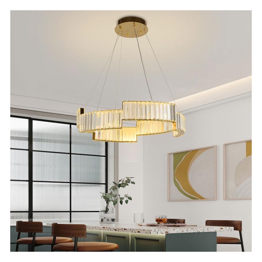 LED Dimmable crystal chandelier on a string LED/40W/230V 3000-6500K gold + remote control