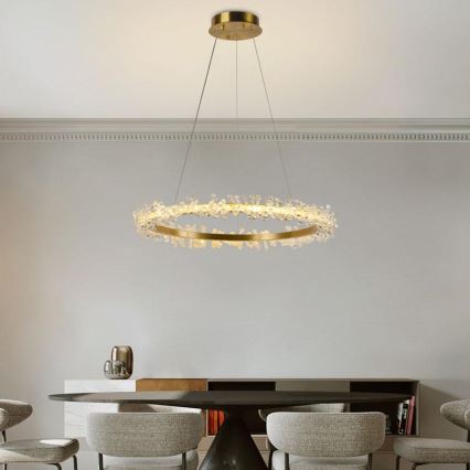 LED Dimmable crystal chandelier on a string LED/40W/230V 3000-6500K gold + remote control