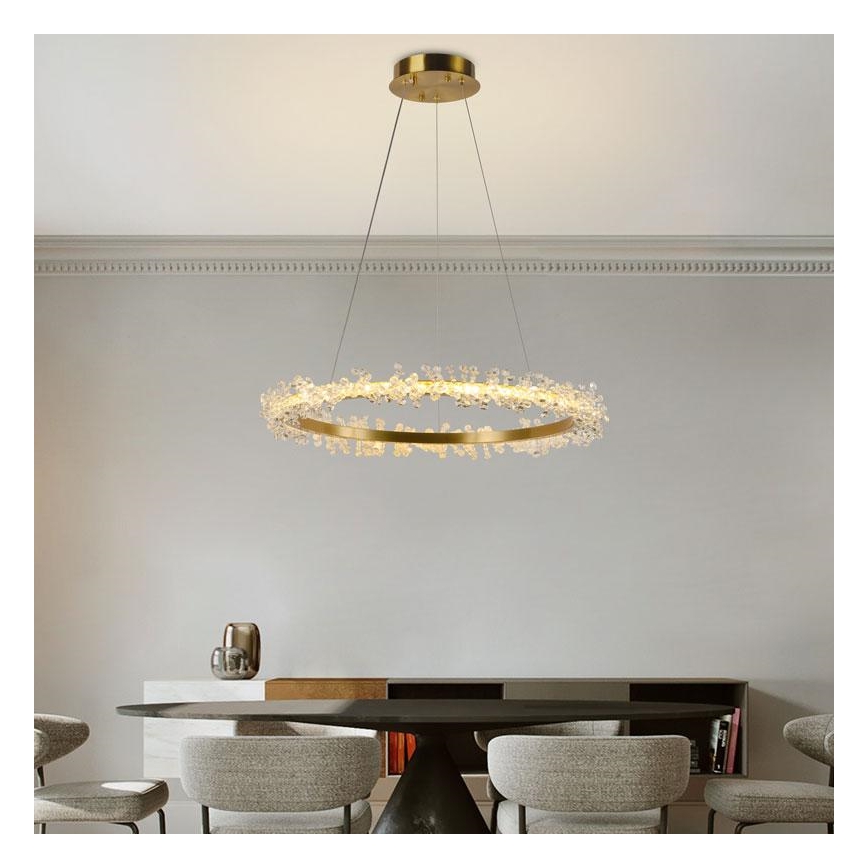 LED Dimmable crystal chandelier on a string LED/40W/230V 3000-6500K gold + remote control