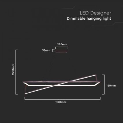 LED Dimmable chandelier on a string LED/45W/230V 3000K 114 cm black