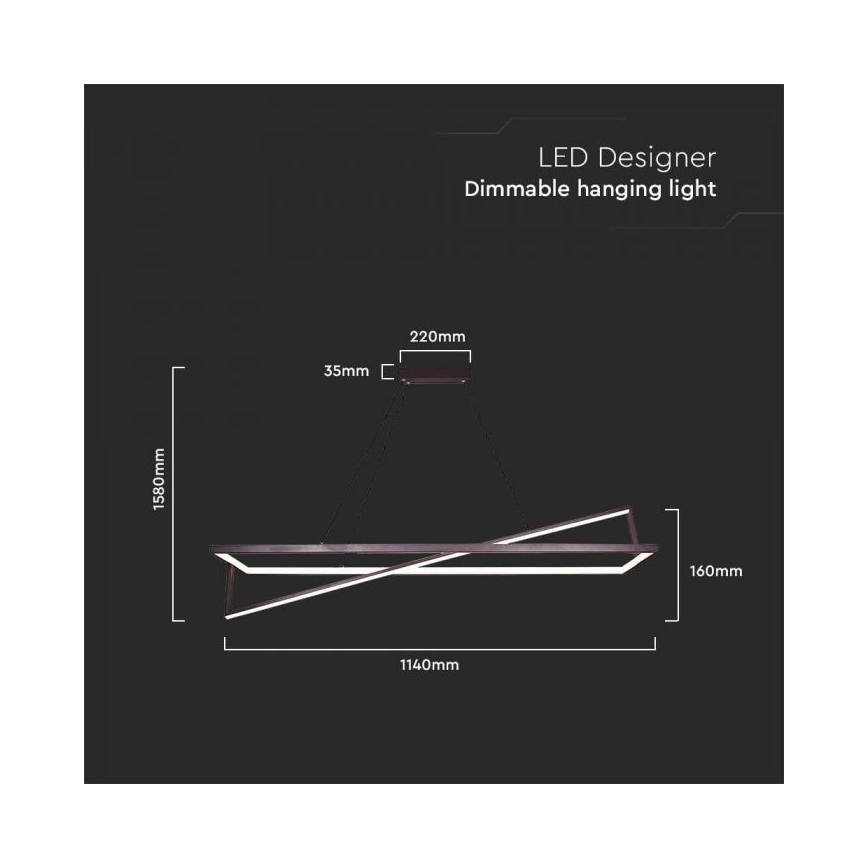 LED Dimmable chandelier on a string LED/45W/230V 3000K 114 cm black