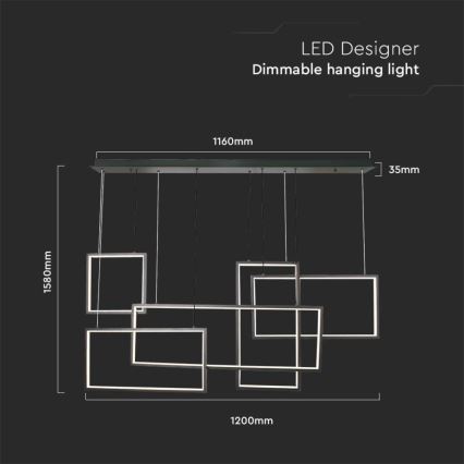 LED Dimmable chandelier on a string LED/45W/230V 3000K black