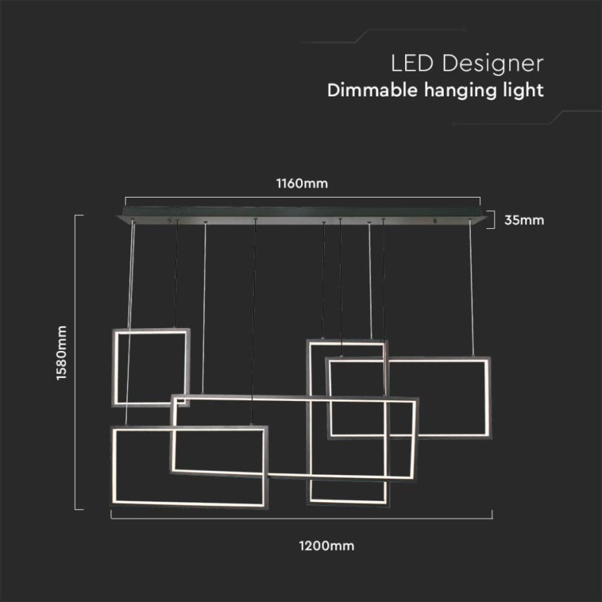 LED Dimmable chandelier on a string LED/45W/230V 3000K black