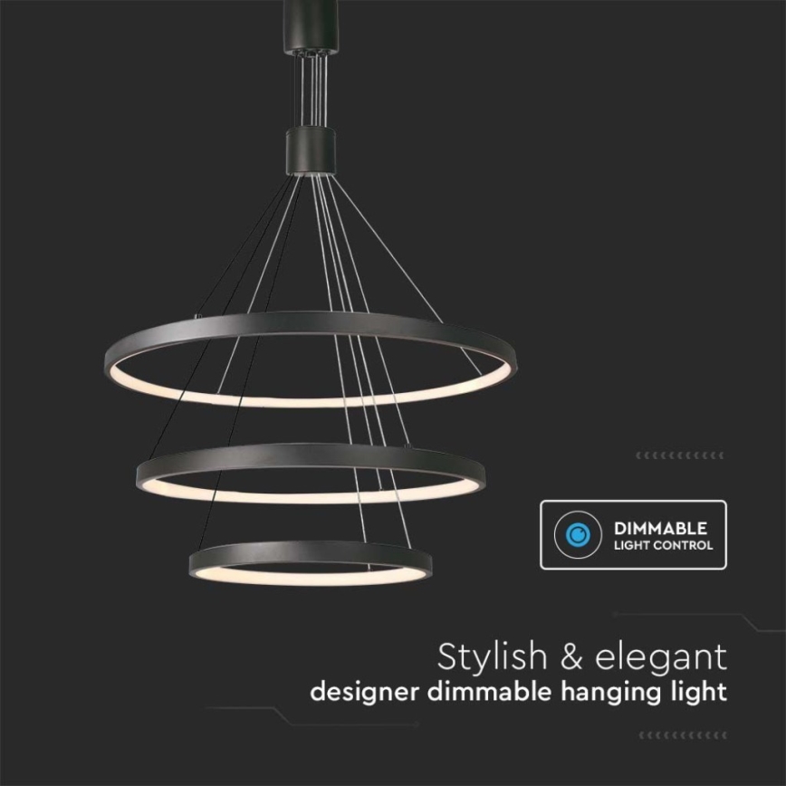 LED Dimmable chandelier on a string LED/46W/230V 3000K black