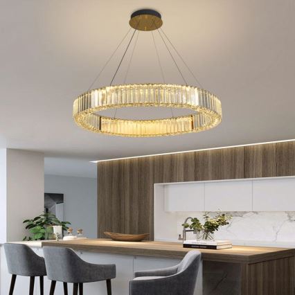 LED Dimmable crystal chandelier on a string LED/50W/230V 3000-6500K chrome/gold + remote control