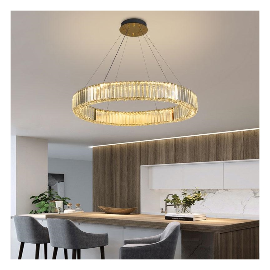 LED Dimmable crystal chandelier on a string LED/50W/230V 3000-6500K chrome/gold + remote control