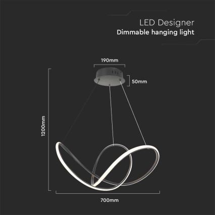 LED Dimmable chandelier on a string LED/50W/230V 3000K black