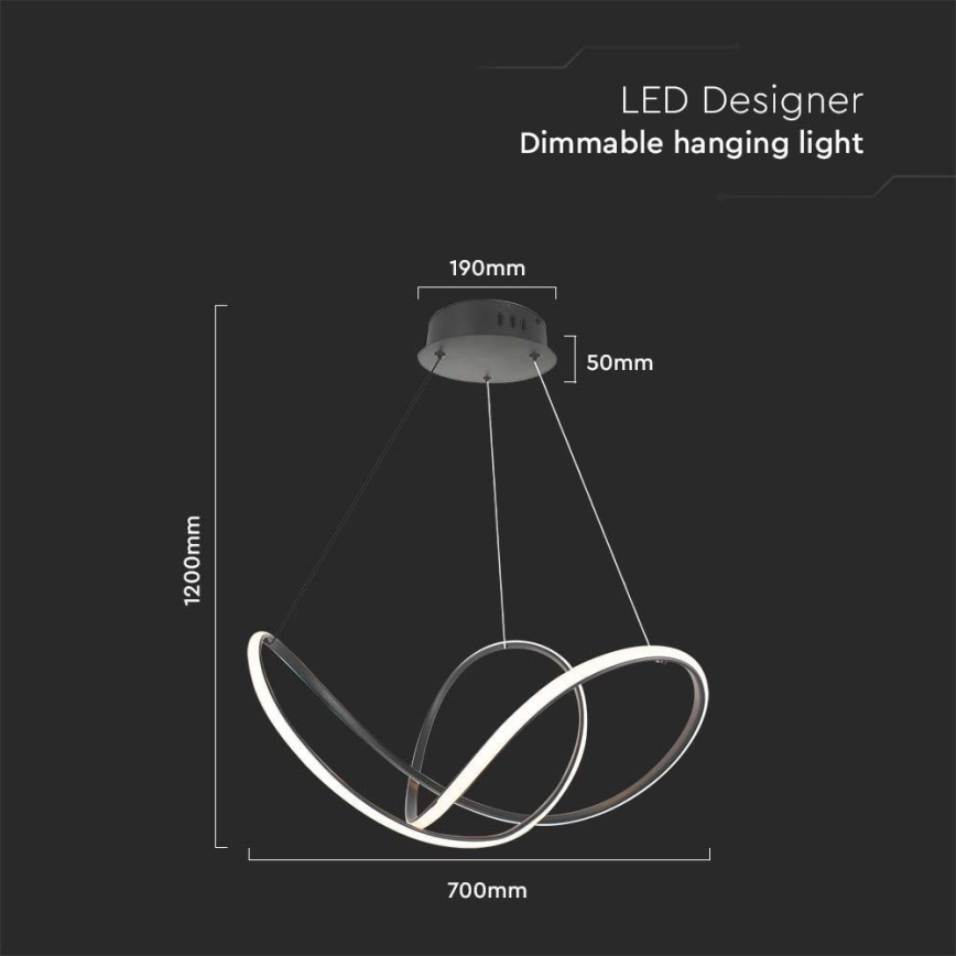 LED Dimmable chandelier on a string LED/50W/230V 3000K black