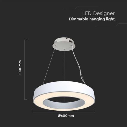 LED Dimmable chandelier on a string LED/50W/230V 4000K d. 60 cm white