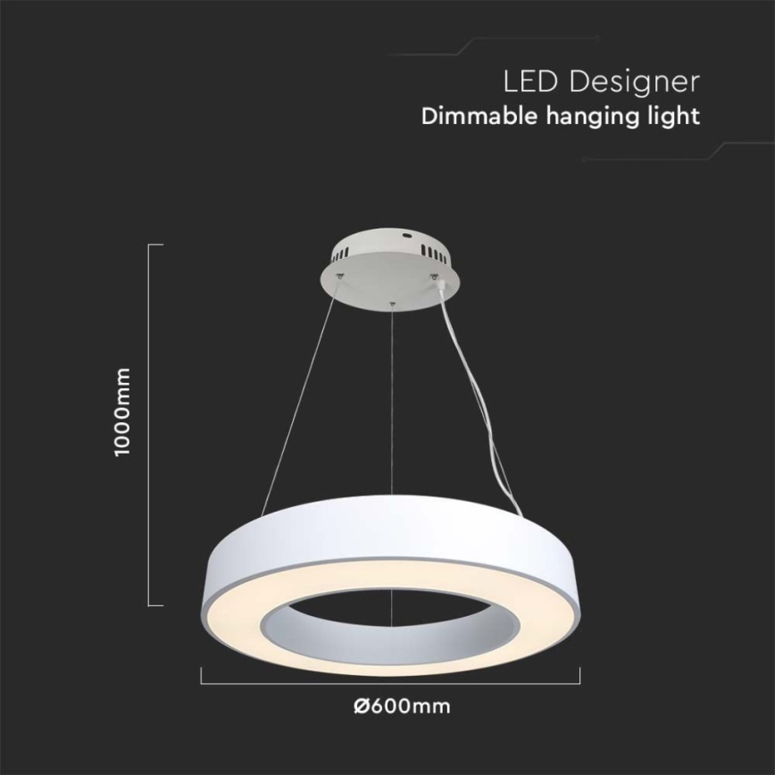 LED Dimmable chandelier on a string LED/50W/230V 4000K d. 60 cm white
