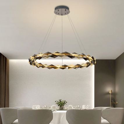 LED Dimmable crystal chandelier on a string LED/55W/230V 3000-6500K shiny chrome + remote control