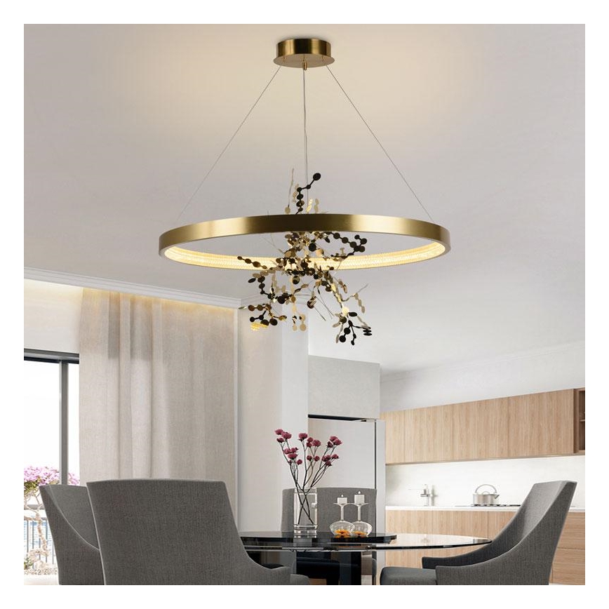 LED Dimmable chandelier on a string LED/55W/230V 3000-6500K gold + remote control
