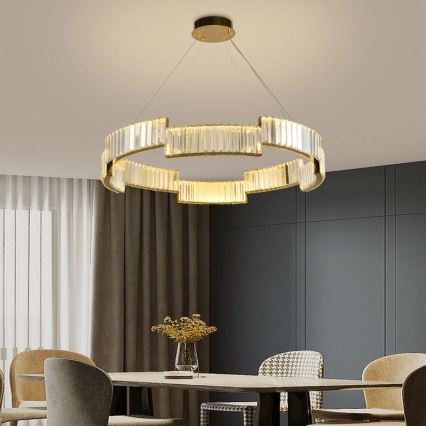 LED Dimmable crystal chandelier on a string LED/60W/230V 3000-6500K gold + remote control