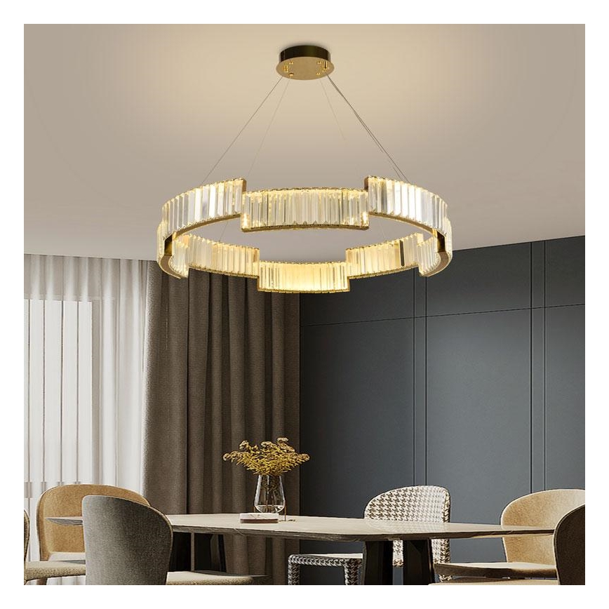 LED Dimmable crystal chandelier on a string LED/60W/230V 3000-6500K gold + remote control