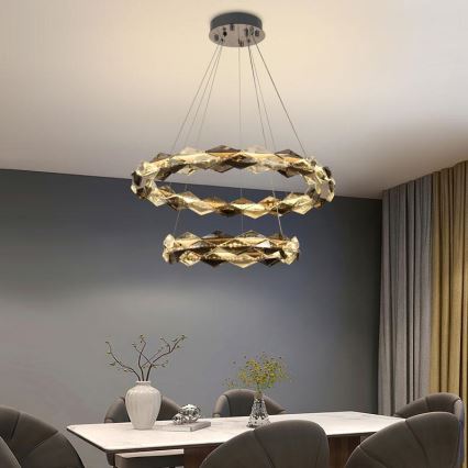 LED Dimmable crystal chandelier on a string LED/65W/230V 3000-6500K shiny chrome + remote control