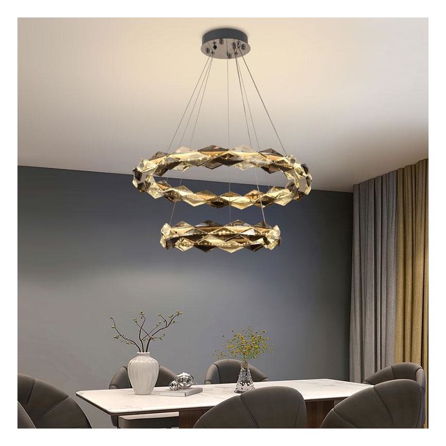 LED Dimmable crystal chandelier on a string LED/65W/230V 3000-6500K shiny chrome + remote control