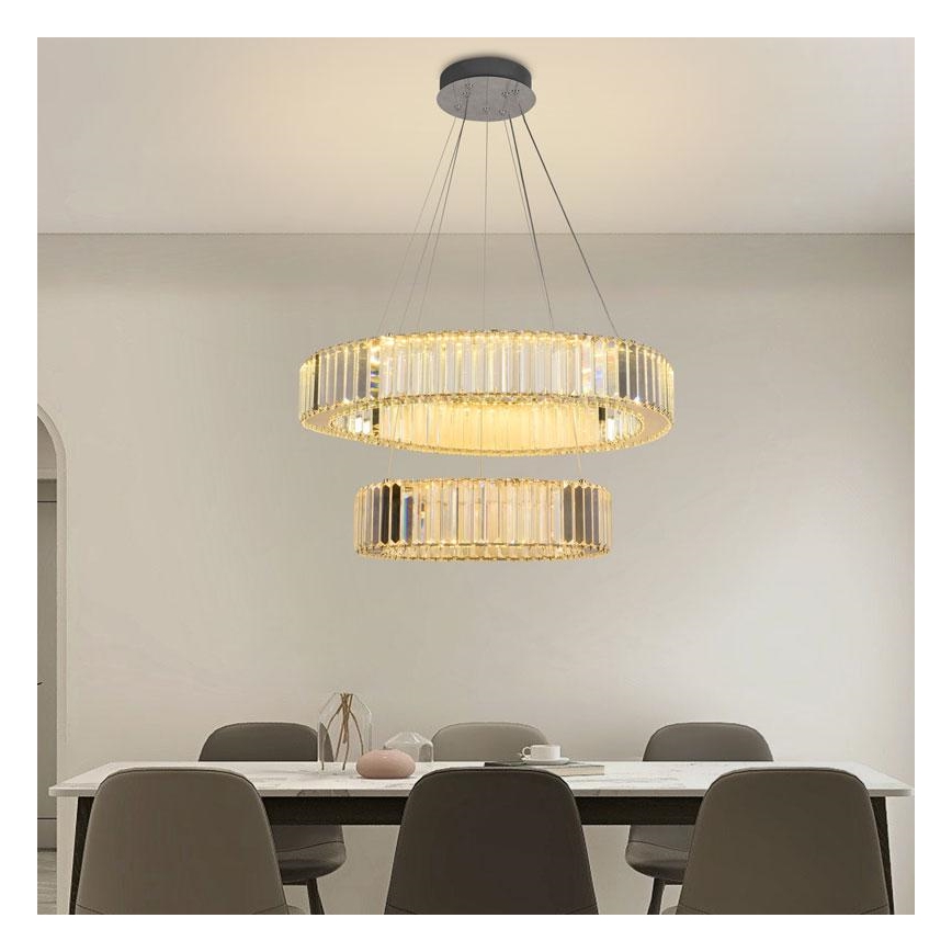 LED Dimmable crystal chandelier on a string LED/65W/230V 3000-6500K shiny chrome + remote control