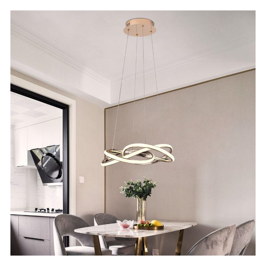 LED Dimmable chandelier on a string LED/65W/230V 3000-6500K d. 48 cm gold + remote control