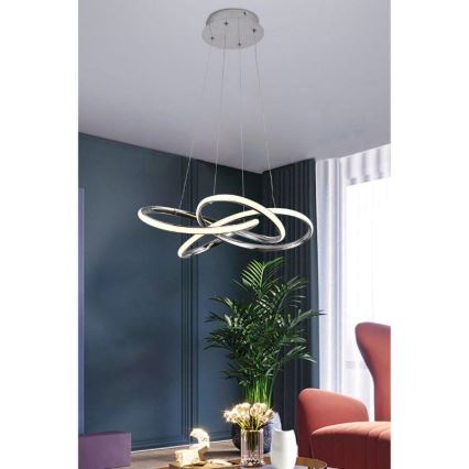 LED Dimmable chandelier on a string LED/65W/230V 3000-6500K d. 48 cm grey + remote control