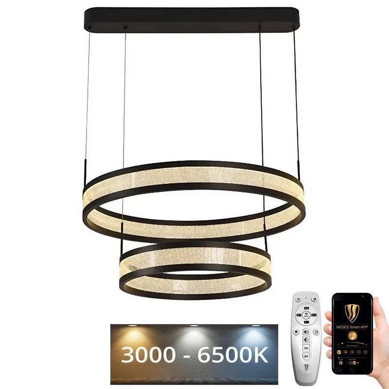 LED Dimmable chandelier on a string LED/70W/230V 3000-6500K black + remote control
