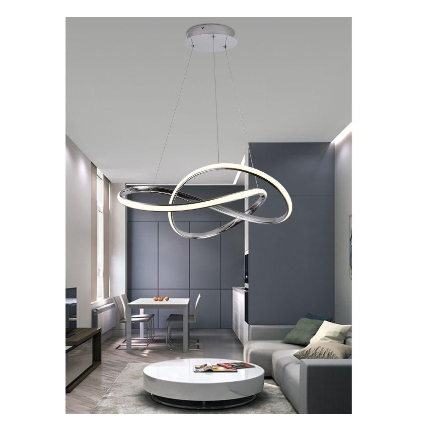 LED Dimmable chandelier on a string LED/70W/230V 3000-6500K shiny chrome + remote control