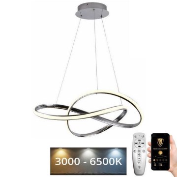 LED Dimmable chandelier on a string LED/70W/230V 3000-6500K d. 60 cm shiny chrome + remote control