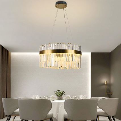 LED Dimmable crystal chandelier on a string LED/70W/230V 3000-6500K gold + remote control