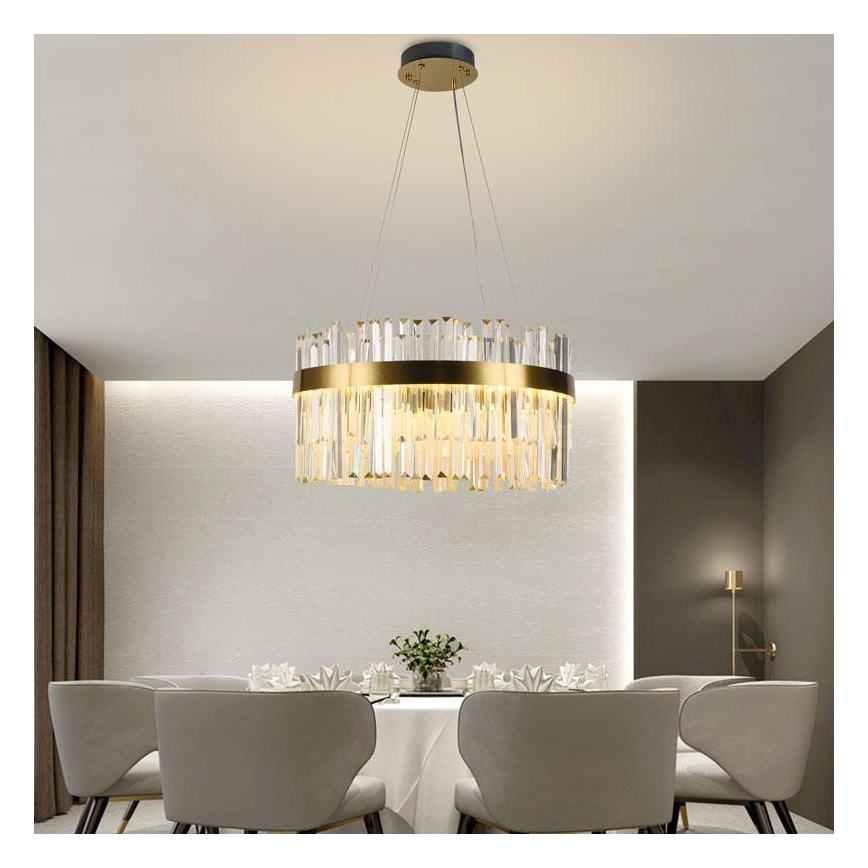 LED Dimmable crystal chandelier on a string LED/70W/230V 3000-6500K gold + remote control