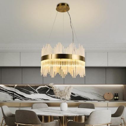 LED Dimmable crystal chandelier on a string LED/70W/230V 3000-6500K gold + remote control