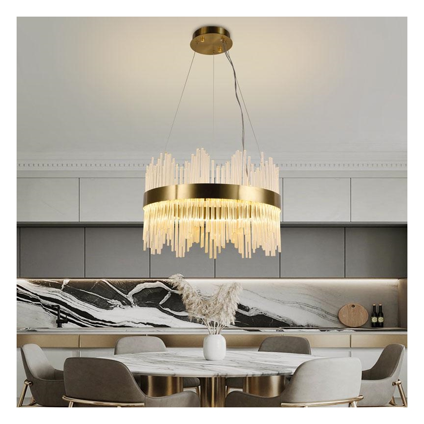 LED Dimmable crystal chandelier on a string LED/70W/230V 3000-6500K gold + remote control
