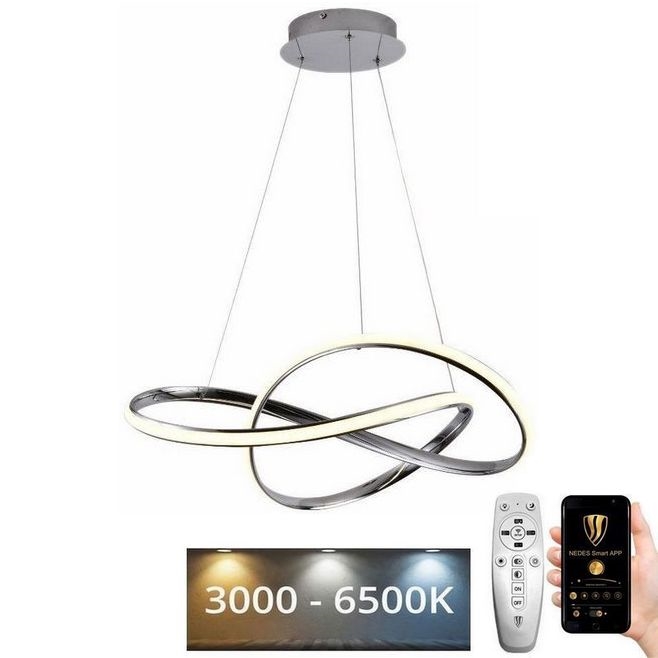 LED Dimmable chandelier on a string LED/70W/230V 3000-6500K shiny chrome + remote control
