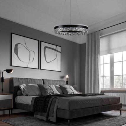 LED Dimmable chandelier on a string LED/80W/230V 3000-6500K black + remote control