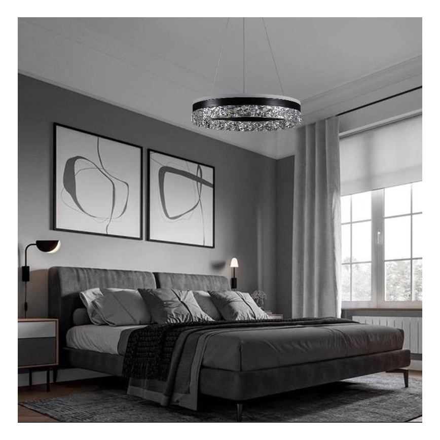 LED Dimmable chandelier on a string LED/80W/230V 3000-6500K black + remote control