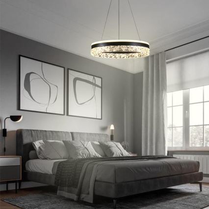 LED Dimmable chandelier on a string LED/80W/230V 3000-6500K black + remote control