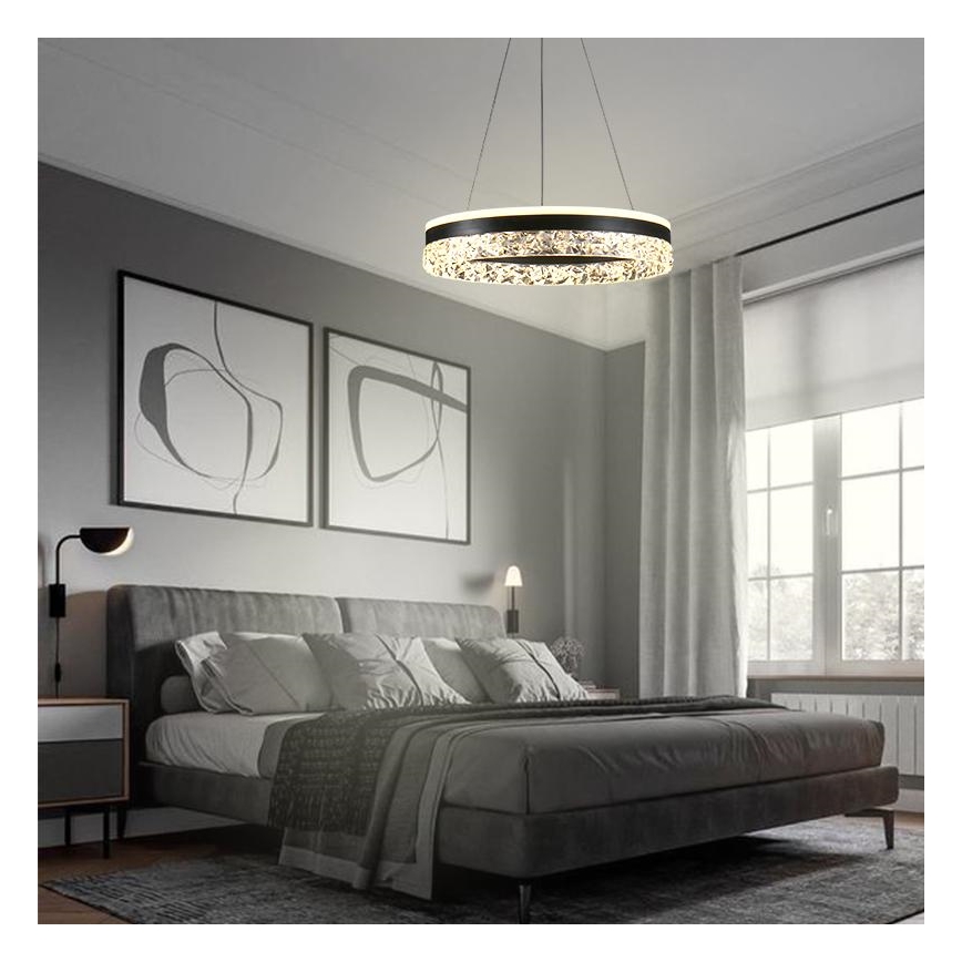 LED Dimmable chandelier on a string LED/80W/230V 3000-6500K black + remote control