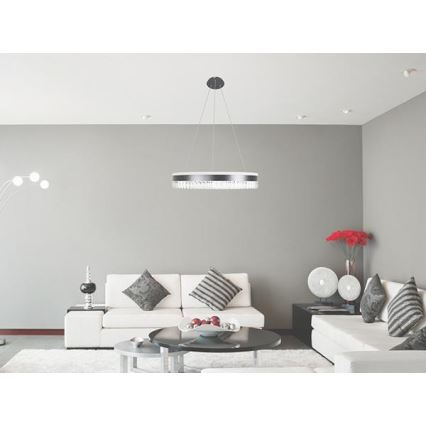 LED Dimmable crystal chandelier on a string LED/80W/230V 3000-6500K black + remote control