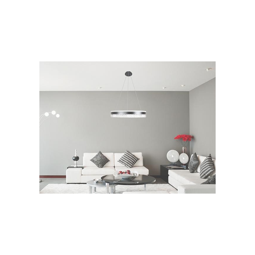 LED Dimmable crystal chandelier on a string LED/80W/230V 3000-6500K black + remote control