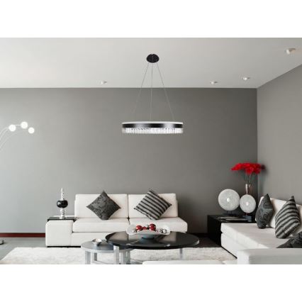 LED Dimmable crystal chandelier on a string LED/80W/230V 3000-6500K black + remote control