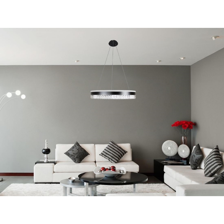 LED Dimmable crystal chandelier on a string LED/80W/230V 3000-6500K black + remote control