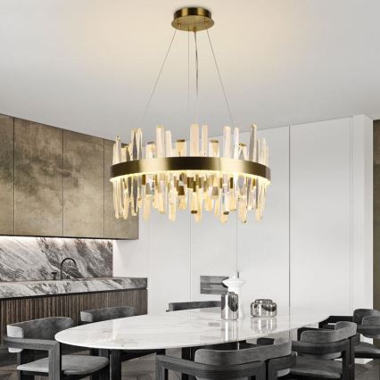 LED Dimmable crystal chandelier on a string LED/80W/230V 3000-6500K gold + remote control