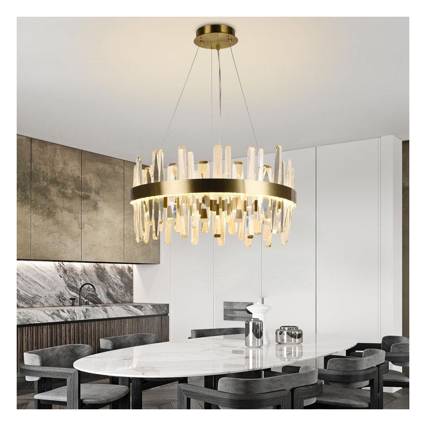 LED Dimmable crystal chandelier on a string LED/80W/230V 3000-6500K gold + remote control