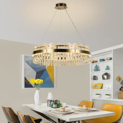 LED Dimmable crystal chandelier on a string LED/80W/230V 3000-6500K gold + remote control